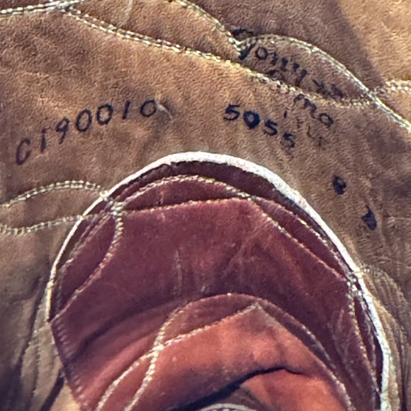 Tony Lama Brown Leather Cowboy Boots men’s size 8D vintage - Picture 5 of 9